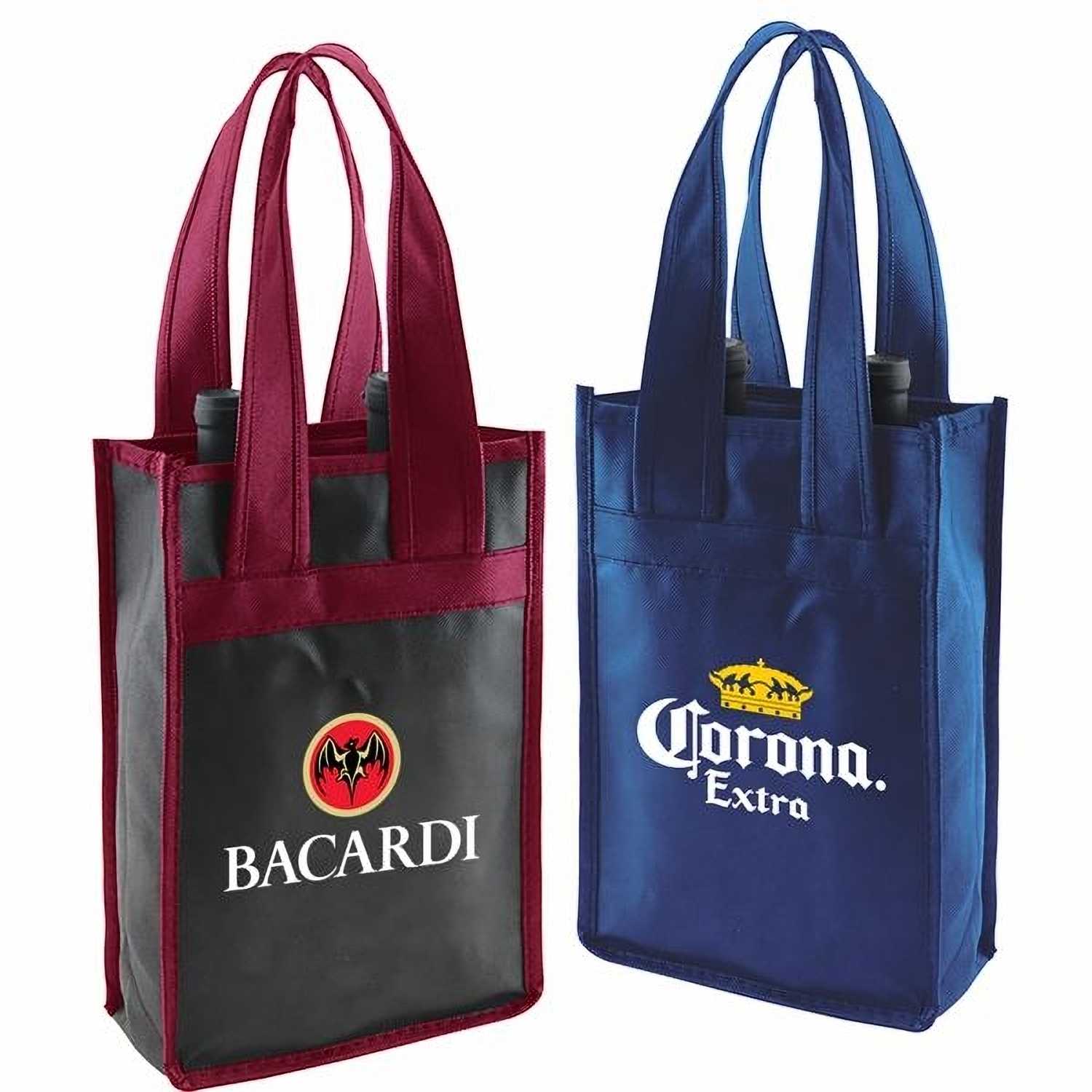 2-Bottle Recycled Wine Bags | Wholesale Reusable Wine Totes