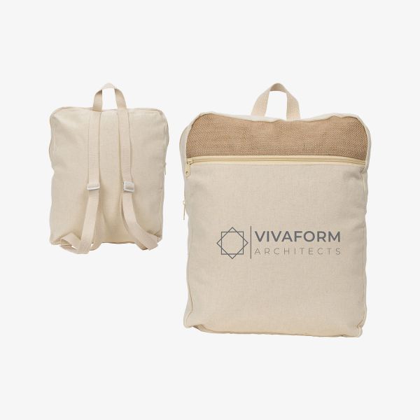 Custom Jute & Recycled Cotton Backpacks