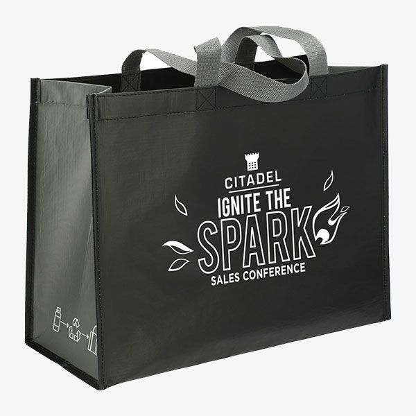 Black bag with white logo