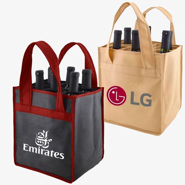 Collapsible Custom 6-Bottle Wine Carriers