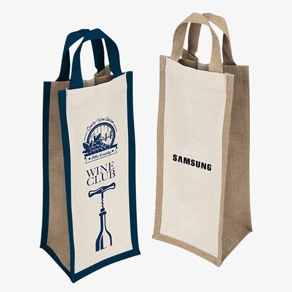 Eco Jute and Cotton 1-Bottle Wine Carrier