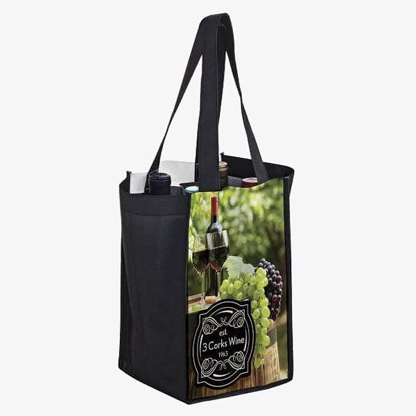 PET Promotional 4-Bottle Wine Carrier Totes