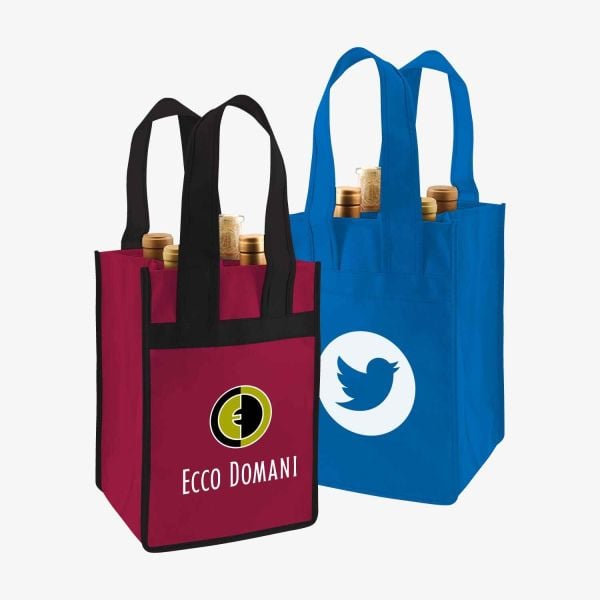 Reusable Promotional 4-Bottle Wine Totes