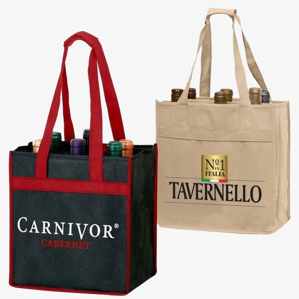 Reusable Wholesale 6-Bottle Wine Totes