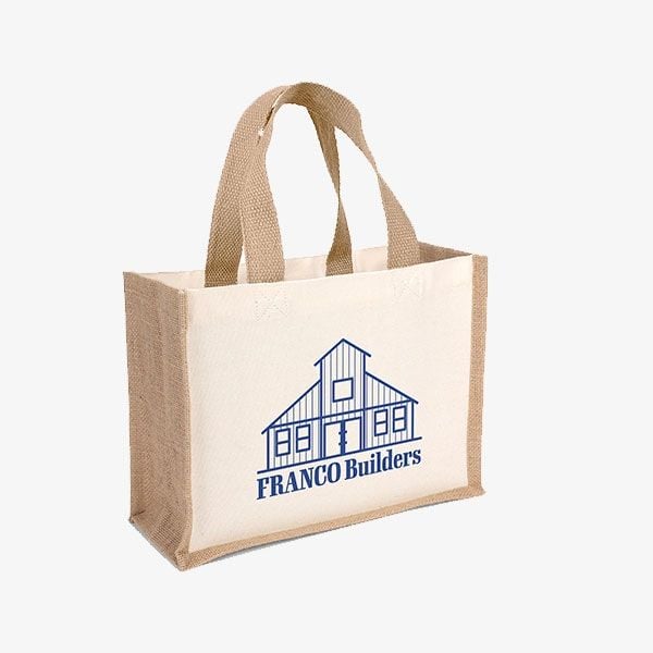 Natural cotton tote with blue logo