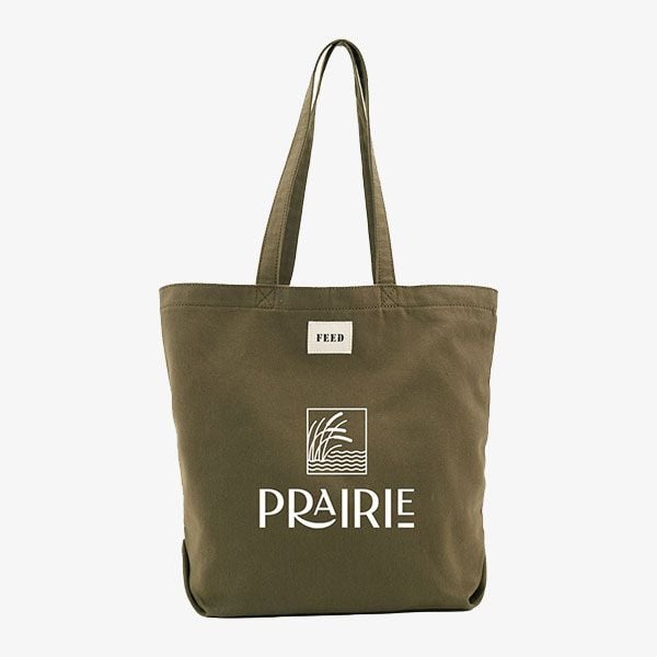 Olive tote with white logo