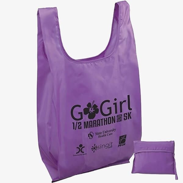 Zip-Up Folding Custom Tote Bags - 13.4 x 14.5