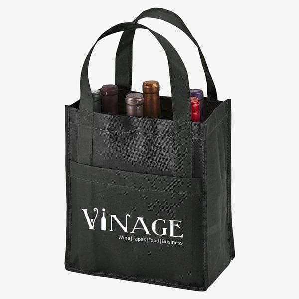 Non-Woven 6-Bottle Wine Carrier Totes