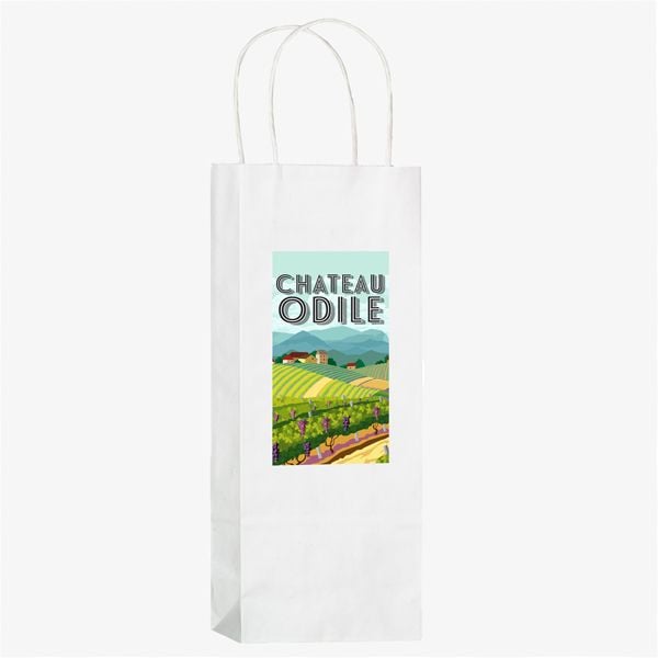 Recycled 1-Bottle White Paper Wine Totes