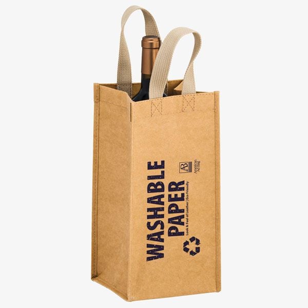 Reusable Washable Kraft Paper Wine Totes