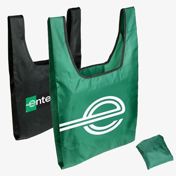 Zip-Up Folding Custom Tote Bags - 13.4 x 14.5