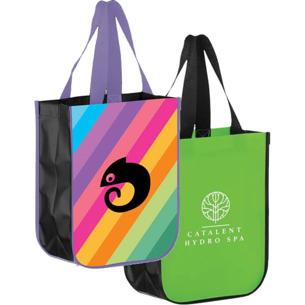 Matte Recycled Reusable Mini Bags- Matte Laminated Grocery Totes | Custom Earth Promos