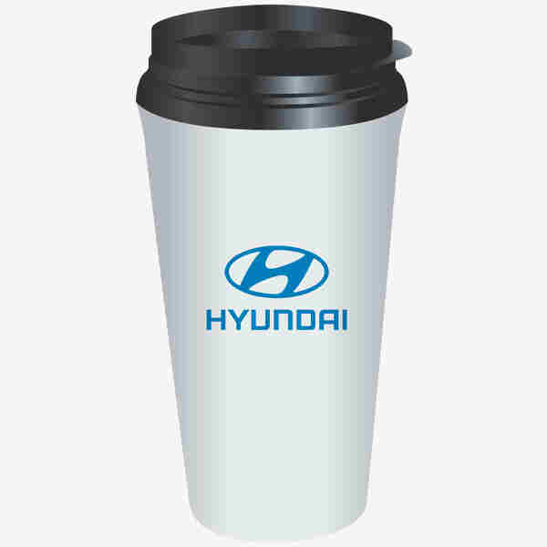 White travel tumbler with personalized imprint area
