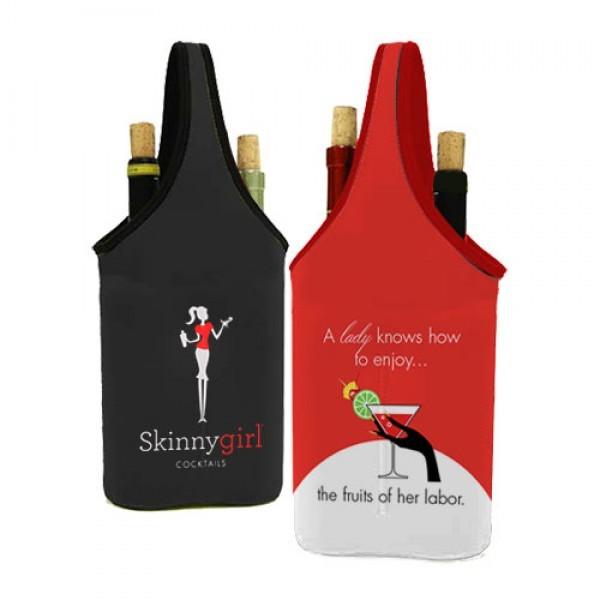 Be the Life of the Party With our Custom Two Bottle Neoprene Wine Bags!
