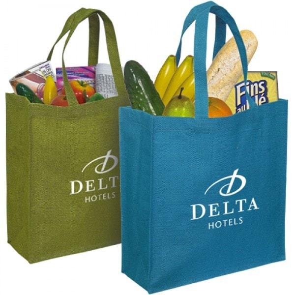 Christmas Grocery Shopping is no Match for our Jute Reusable Glossy Shopping Totes!