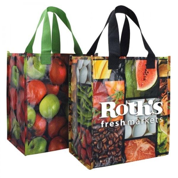 Custom Printed Four-Color Reusable Grocery Bags From Custom Earth Promos