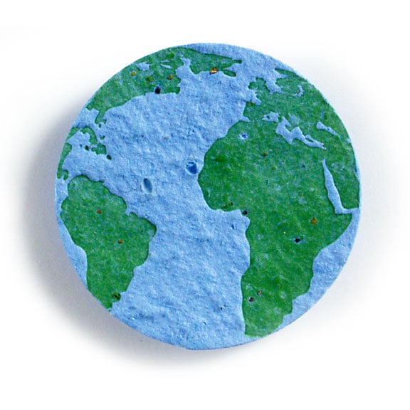 Seed Paper Shape Earth 1 - Light Blue with Dark Green Letterpress