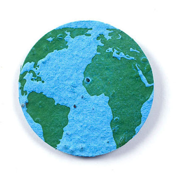 Seed Paper Shape Earth 4 - Light Blue with Dark Green Letterpress