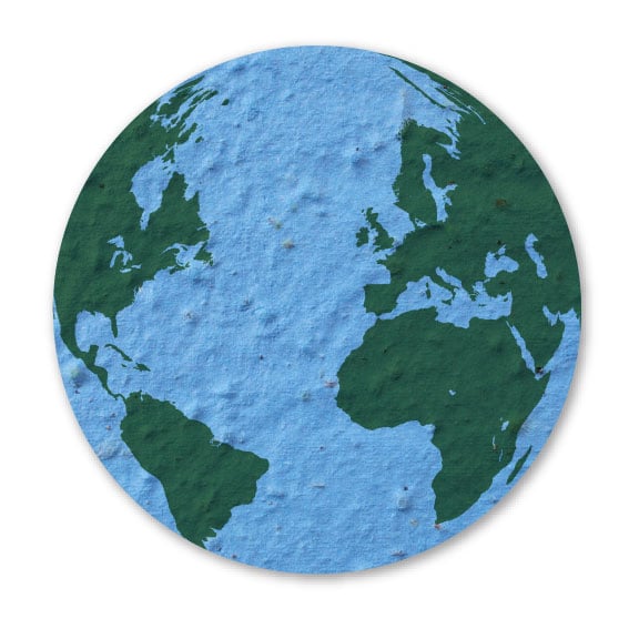 Seed Paper Shape Earth 5 - Light Blue with Dark Green Letterpress
