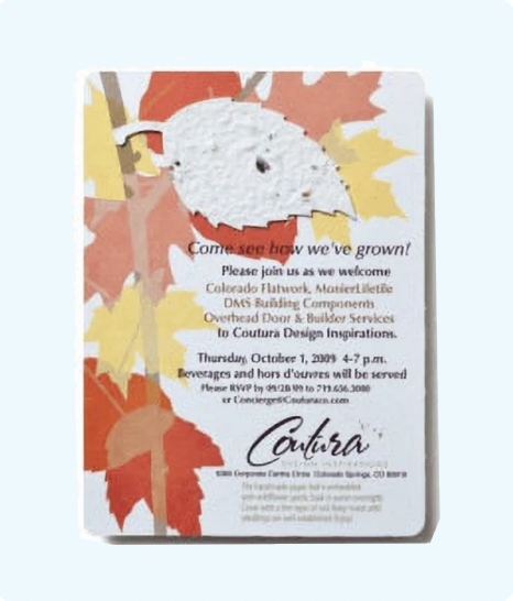 Discover natural seed paper invitations with custom logo and message